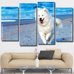 Samoyed Dog Running Panel paint by numbers