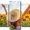 Woman Enjoying Sunflowers Panels paint by numbers