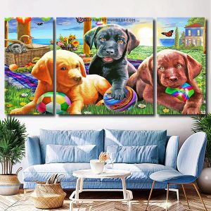 Aesthetic Cute Dogs panels paint by numbers