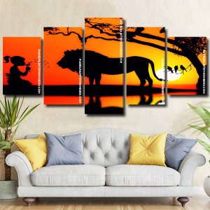 Girl and Lion Silhouette panels paint by numbers