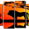 Girl And Lion Silhouette panels paint by numbers