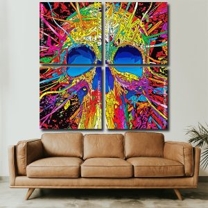 Abstract Colorful Skull panels paint by numbers