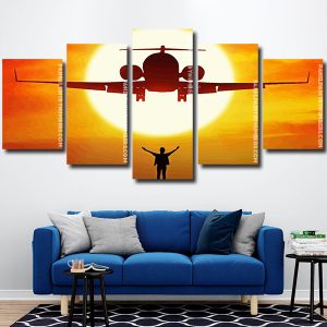 Airplane And Man Silhouette panels paint by numbers