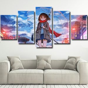 Anime girl With Umbrella panel paint by numbers