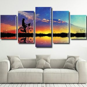 Bicycle driver silhouette panel paint by numbers