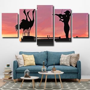 Bird And Violinist Silhouette panels paint by numbers