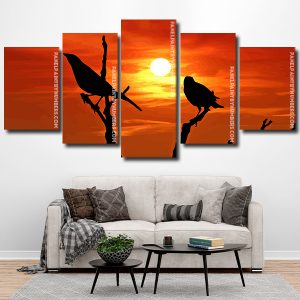 Bird Sunset Silhouette Panel paint by numbers