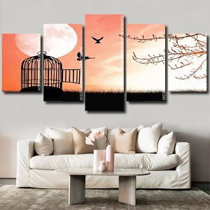 Birds Cage Silhouette Panel paint by numbers