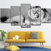 Black and White Lion Panel paint by numbers