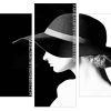 Black and white gilr in hat Panels paint by numbers