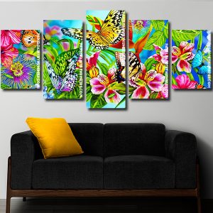 Bunch Of Butterflies Hovering Over Flowers panel paint by numbers