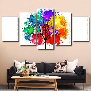 Colorful Splatter Tree panels paint by numbers