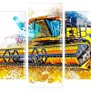 Combine harvester splatter art Panels paint by numbers