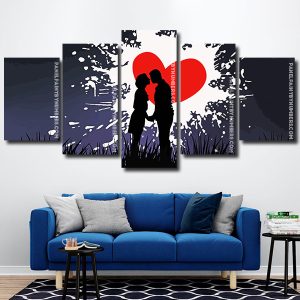 Couple Silhouette And Splatter Heart panels paint by numbers