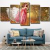 Fantasy Woman in Lovely Dress Swinging on a Rose Vine Swing Panel paint by numbers