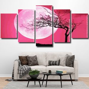 Full moon tree silhouette Panel paint by numbers