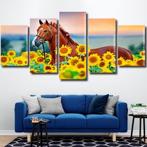 Horse Among Sunflowers Panel paint by numbers