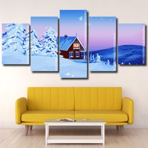 House Snow Winter Landscape panels paint by numbers