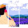 Illustration Girl In Lavender Field panels paint by numbers