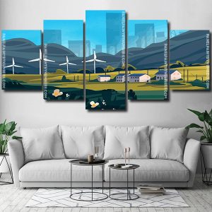 Illustration Wind energy panels paint by numbers