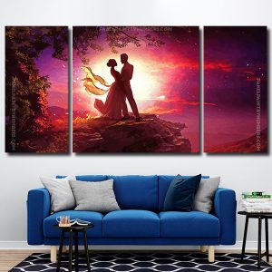 Lovers Silhouette panels paint by numbers