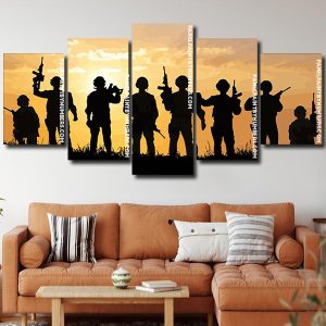 Military Soldiers Silhouette Panels paint by numbers