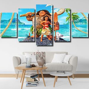 Moana And Maui On A Rock Island Panel paint by numbers