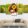 Mood Girl Field Sunflowers Panel paint by numbers