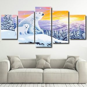 Polar Bears In Snow Panel paint by numbers