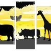 Safari Animals Silhouette panels paint by numbers