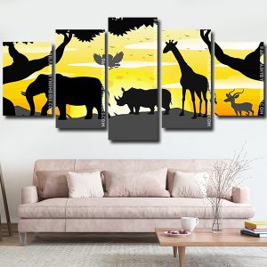 Safari Animals Silhouette panel paint by numbers