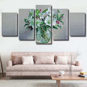 Still Life Magnolias In Glass Vase Panels paint by numbers