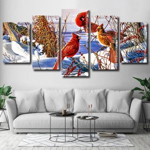 Cardinal Birds In Snow Panels paint by numbers