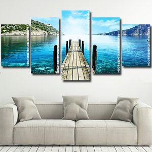 Wooden Dock On Clear Blue Ocean Panel paint by numbers