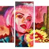 Abstract Lady And Flowers panels paint by numbers