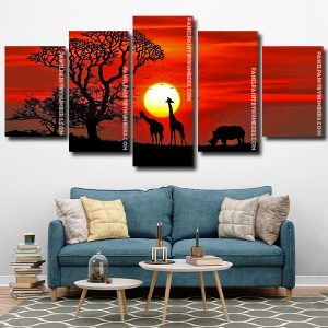 african animals sunset Panel paint by numbers