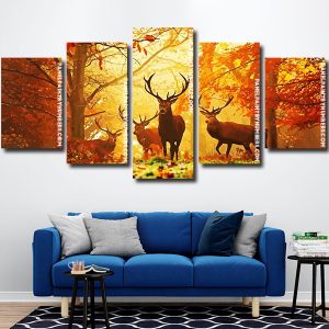 deer With fall leaves panel paint by numbers