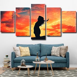 girl sunset silhouette Panel paint by numbers