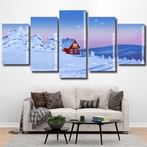 house snow winter landscape Panel paint by numbers