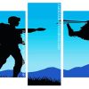 Military Soldier With Helicopter Silhouette panels paint by numbers