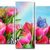 Pink Tulips And Butterflies panels paint by numbers