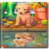 puppies water reflection panels paint by numbers