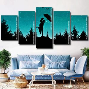 starry night couple silhouette Panel paint by numbers