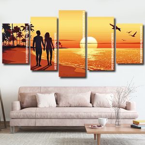 sunset couple on beach Panel paint by numbers