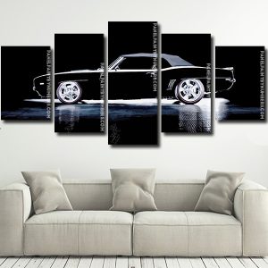 vintage black and white chevy camaro Panel paint by numbers