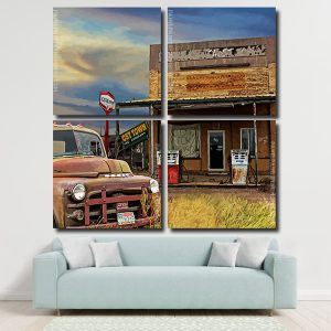 Abandoned Dodge Truck And Gas Station Panels paint by numbers