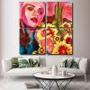 Abstract Lady And Flowers Panels paint by numbers