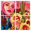 Abstract Lady And Flowers Panels paint by numbers