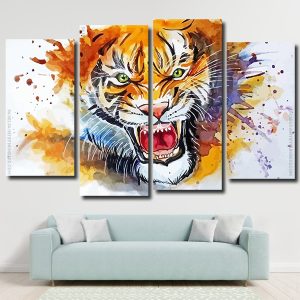 Angry Tiger Splatter panels paint by numbers