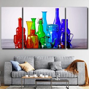 Colorful Glass Bottles Panels paint by numbers